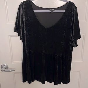 Black velvet peplum blouse